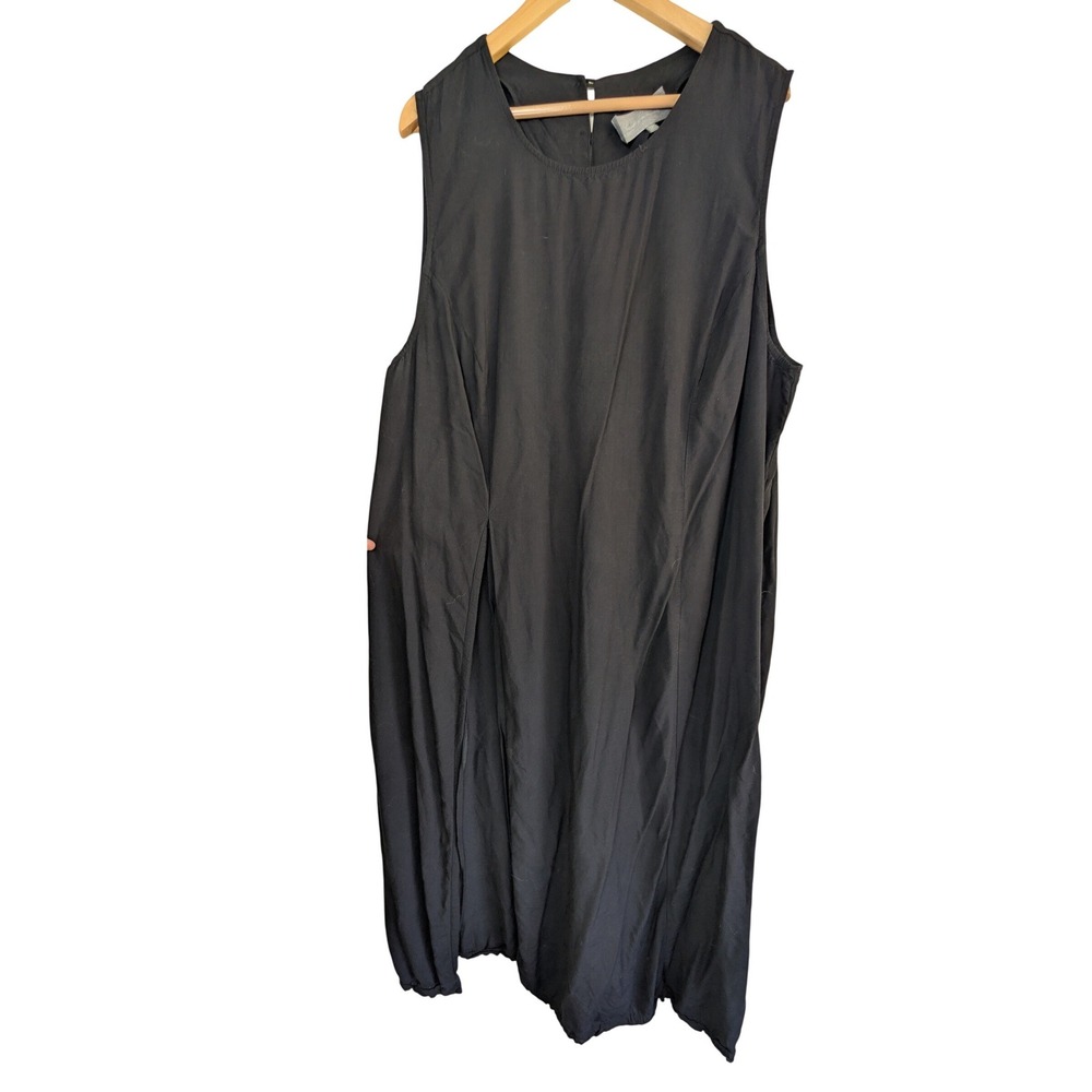 Sunday in Brooklyn Womens 3X Black Tunic Swim Cover Up High Slit Lagenlook Plus